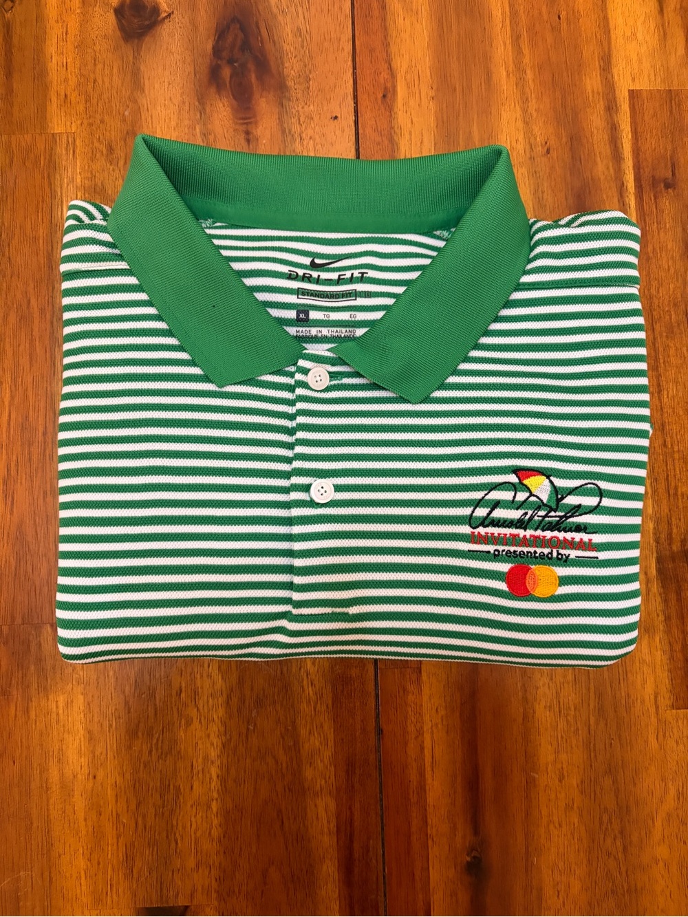 Nike Golf Arnold Palmer Invitational Polo Shirt XL Green Striped Mastercard